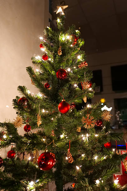 istock Christmas tree , red ,baubles, Festive, display, case,  decorated ,tree,Decorated, Christmas Tree, Lights , Ornaments, 2248481519