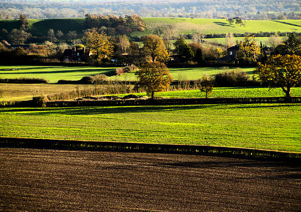 Hanbury Worcestershire Landscape summer farmland agriculture fields view looking down