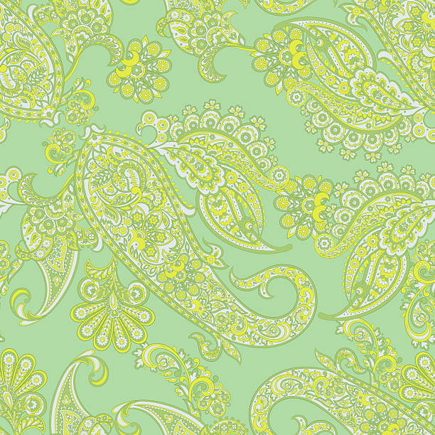 istock Floral seamless pattern with paisley ornament. Vector illustration in asian textile style 2248490792