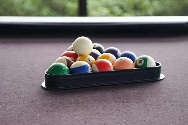 istock Billiard Balls Arranged for Break on Purple Table 2248500992