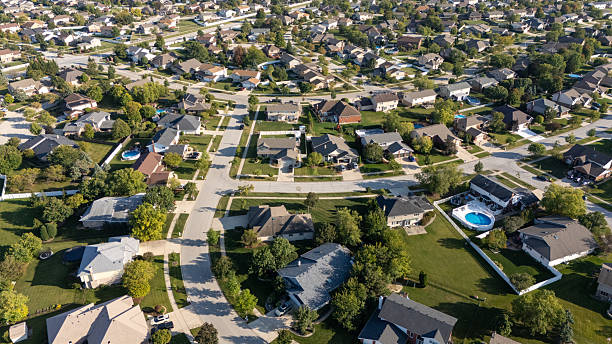 istock Busy neighborhood: rows of colorful houses surrounded by lush trees 2248508063