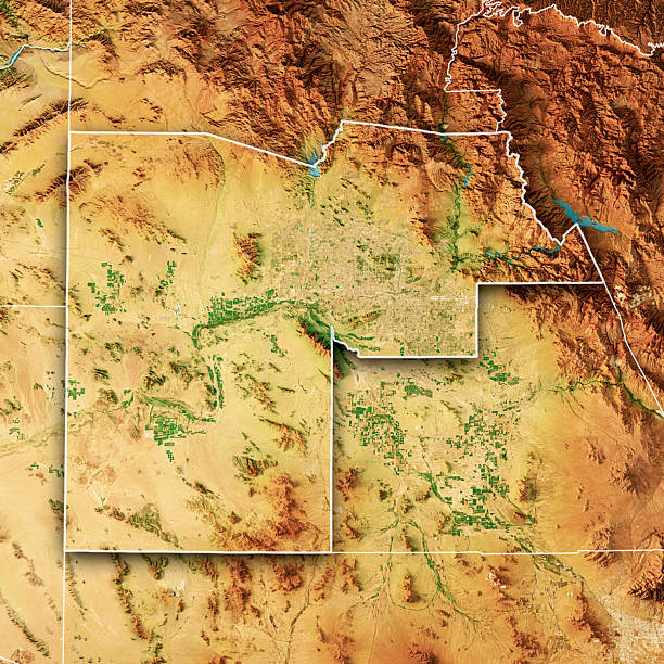 istock Maricopa County AZ Satellite Topographic Map 3D Render Color Border 2248509533