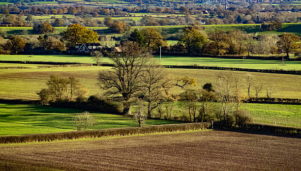 istock Hanbury Worcestershire Landscape summer farmland agriculture fields view looking down 2248516824