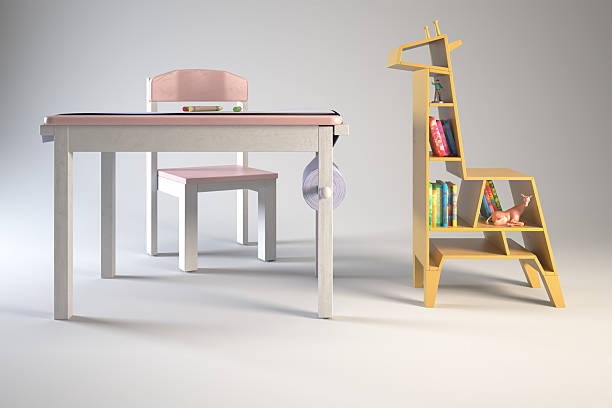 istock Kids desk and chair with a giraffe bookcase. 2248518476