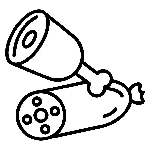 Deli Meat Vector Icon Fat Icon of Butcher iconset. salami lunch meat stock illustrations