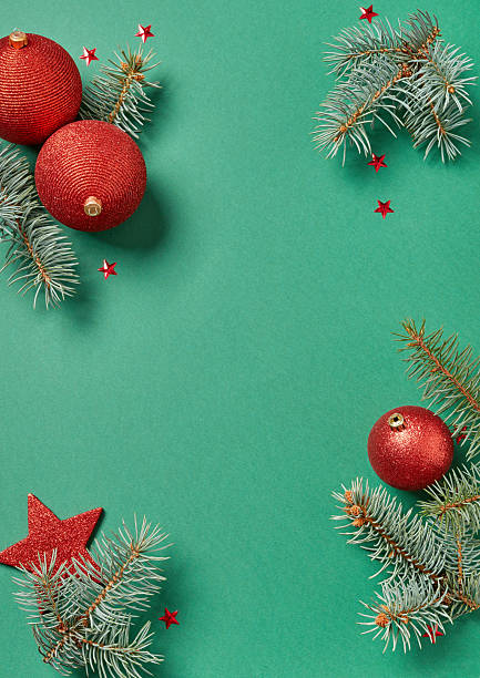 istock Christmas decoration on green background 2248529230