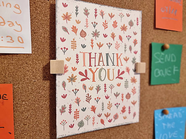 istock A thank you greeting card pinned in the office 2248533376