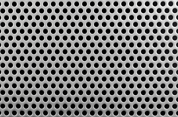 istock Industrial perforated steel sheet in close-up as background 2248537559