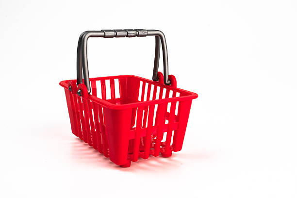 istock Red cart model on light gray background, isolated, minimalist cartoon style, e-commerce concept, shopping trade icon, wheels, handlebars 2 sets, three-quarter angle view, even lighting, indoor envi 2248539753