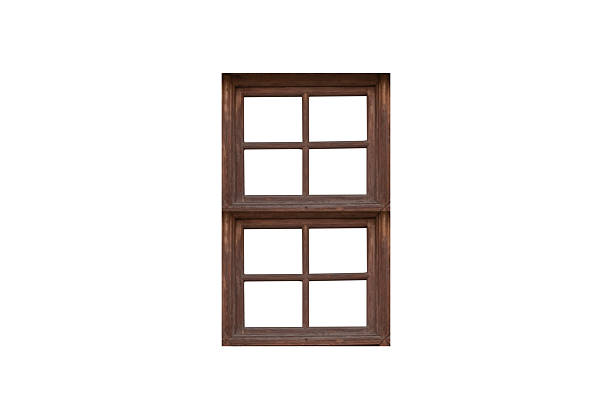 istock Old double wooden window with eight panes is isolated. 2248540820