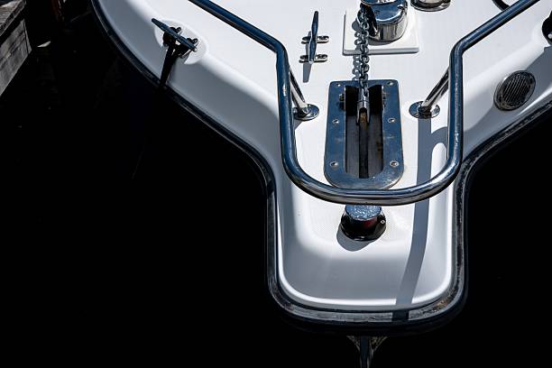 front of boat in marina