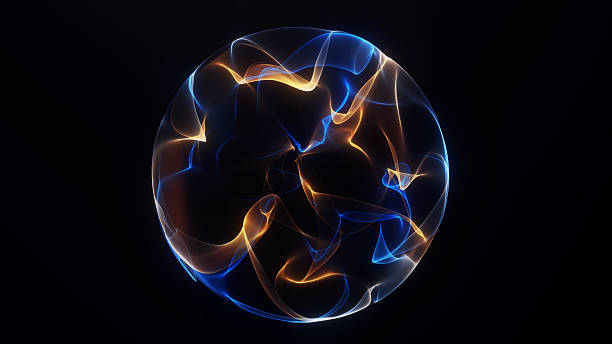 istock Abstract blue and orange glowing fractal orb with dynamic particle waves and futuristic energy motion on a dark background. Vibrant tech style design for sci-fi and digital concepts. 2248546799