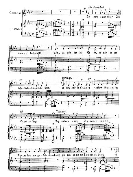 istock Historical Sheet Music for Voice and Piano with German Text, 19th Century – Engraving 2248550051