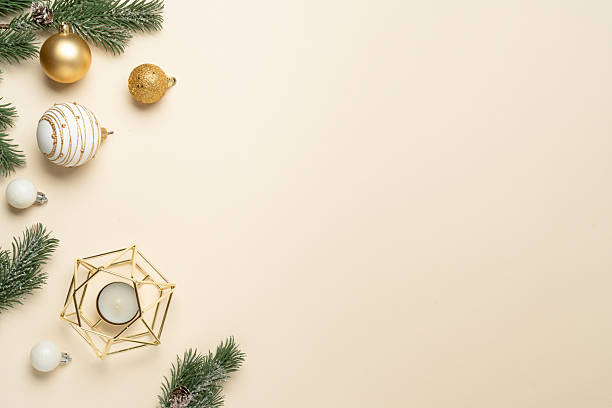 istock Christmas holidays decorations, gift box, balls and fir tree branches. 2248550730