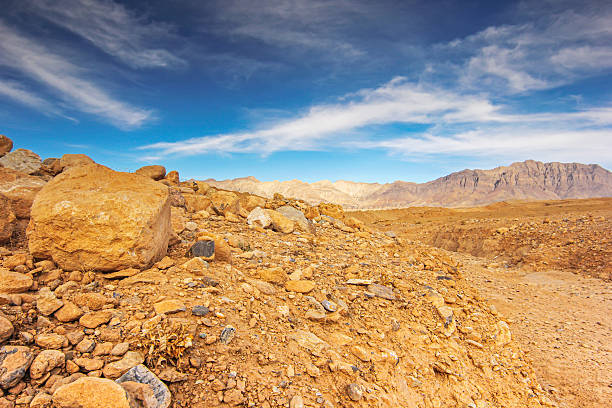Desert with mountains. Panorama of a desert in Afghanistan with mountains in the background
