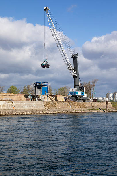 Part of a series: Heavy industry on the River Rhine, Germany. Photograph taken south of the city of Mannheim.