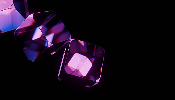 istock Abstract geometric shapes with vibrant purple and pink reflections on dark background create futuristic and dynamic visual 2248554276