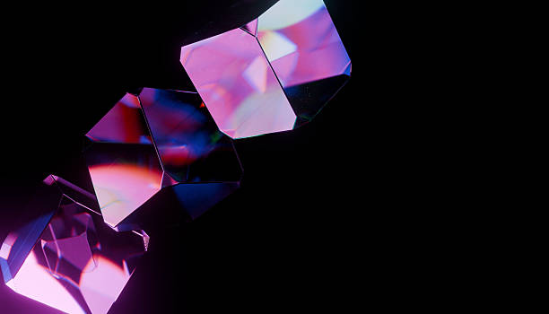 istock Colorful geometric shapes with reflective surface float against dark background, creating vibrant and abstract visual 2248554278