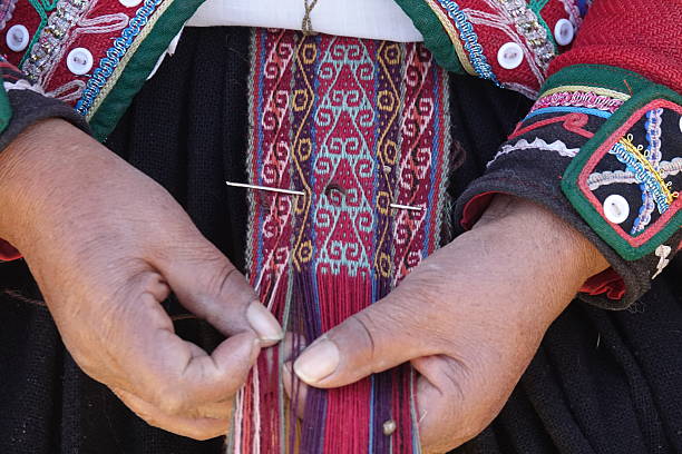 istock Closeup of Elderly Peruvian Woman’s Hands Weaving Textiles in Cusco Peru 2248555047