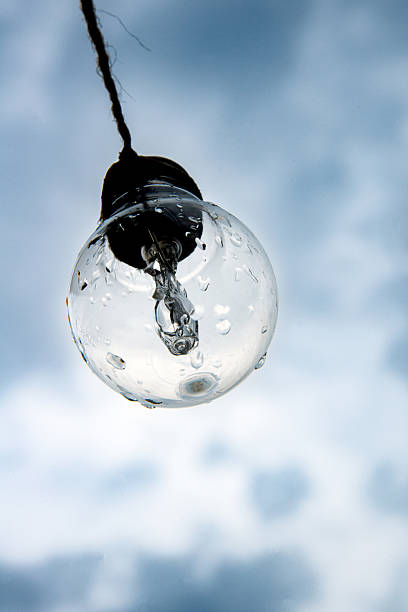 istock Wet Light Bulb Hanging Against a Cloudy Sky 2248556698