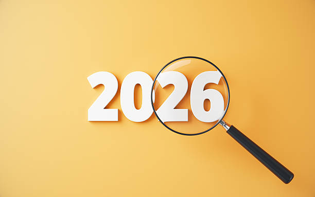 istock Black Magnifier Over White 2026 On Orange Background 2248557215