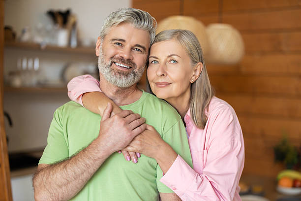 istock Happy senior man and woman sharing affectionate moment 2248557736