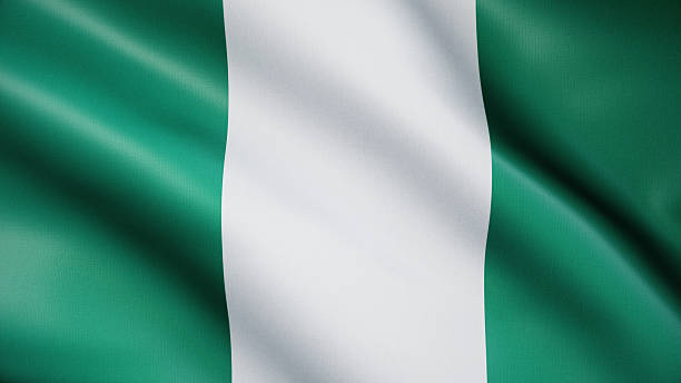 Nigerian flag with fabric texture background National flag of Nigeria with cloth texture