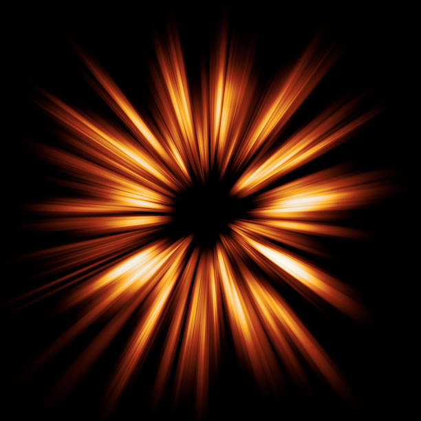 Abstract starburst bursting with orange and yellow light on white background