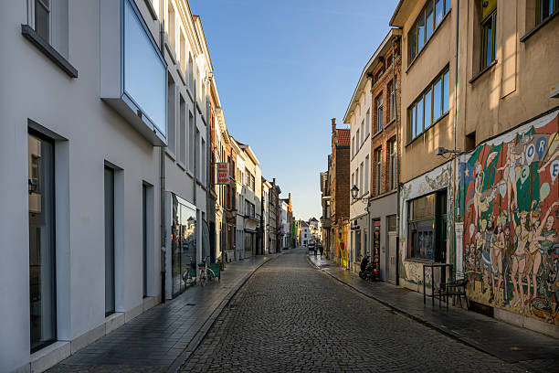 Mechelen, Belgium - Apr 12, 2025: Street view of the charming small city Mechelen, a historically rich city in the Flanders region of Belgium. It’s often considered a hidden gem.