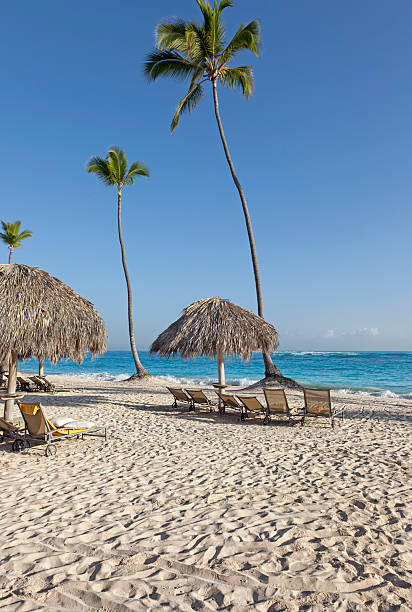 istock beach chairs and umbrellas on blue ocean shore 2248575293