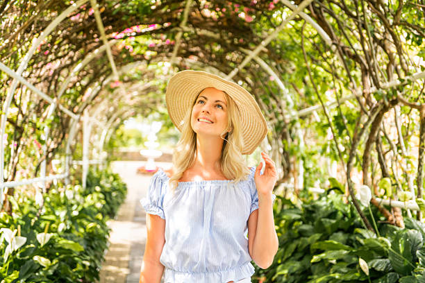 Nice lond girl at the garden