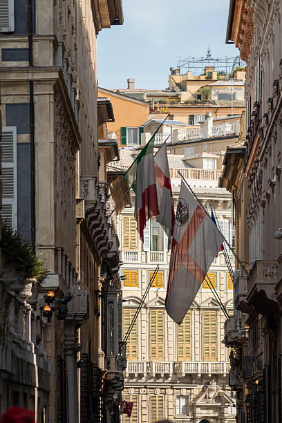 Genova. Via Garivaldi. The Palazzi dei Rolli are a group of noble buildings that, during the time of the ancient Republic, were required, based on a public lottery from the lists of public lodgings (called \