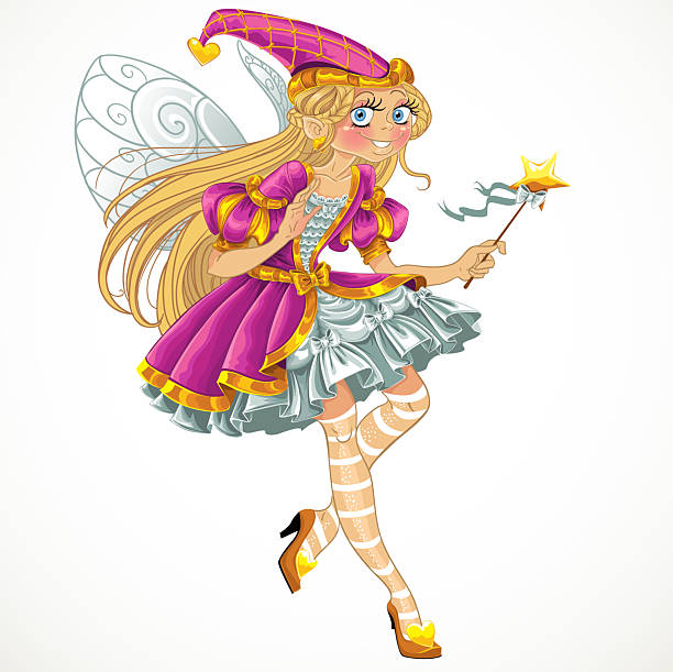 istock Fairy in pink dress with wings 2248582419