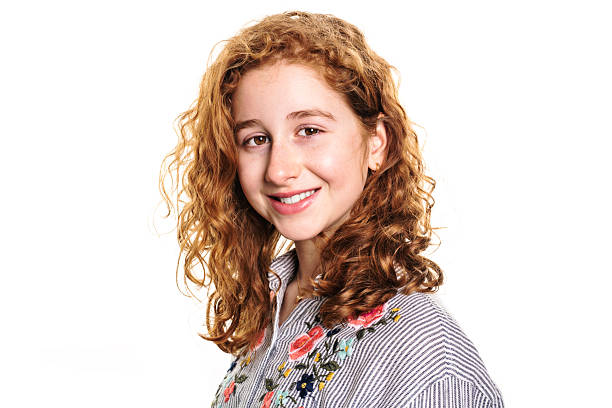 istock Beautiful readhead girl with on studio white background 2248589644