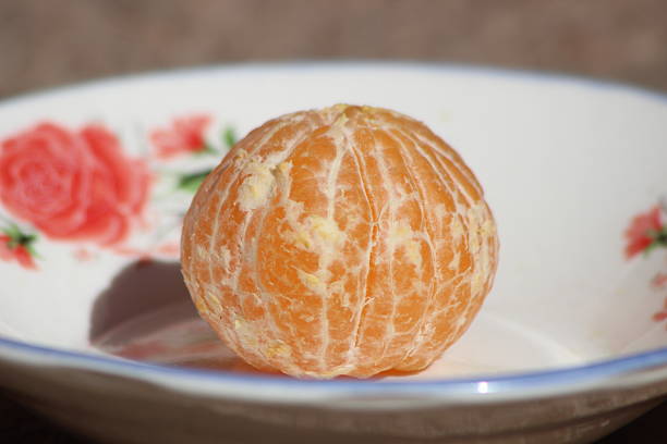 Mandarin without skin close-up