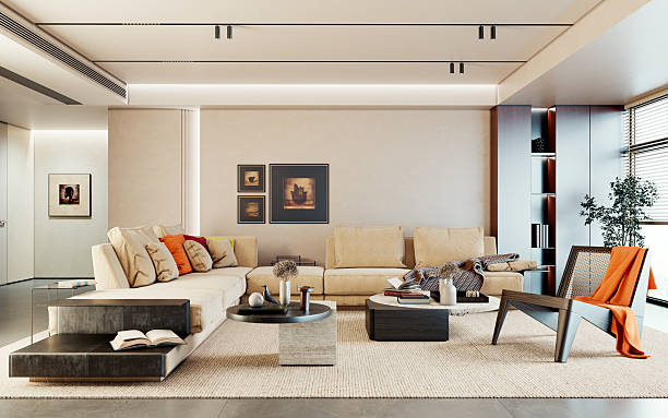 istock Large luxury modern bright interiors Living room mockup illustration 3D rendering image 2248597138