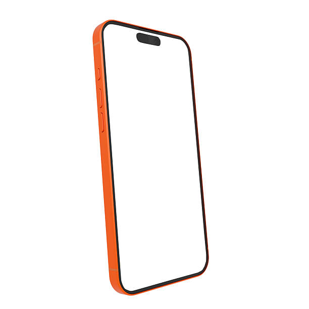 istock Orange color modern phone with white screen isolated on white background 2248599184