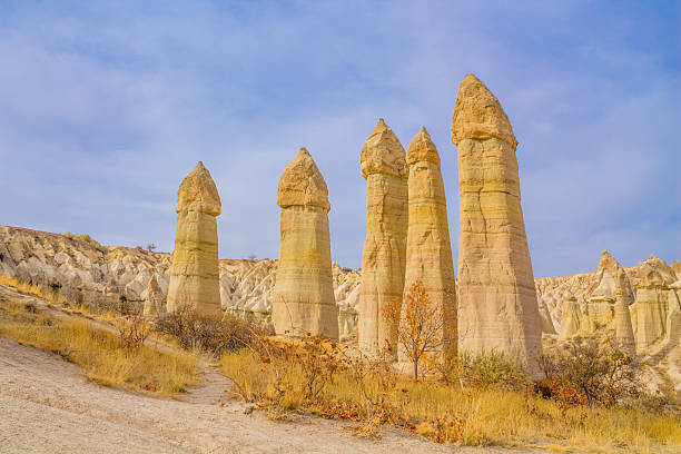 istock Cappadocia rock formations in Turkey under clear daylight, showing tall sandstone chimneys, textured cliffs, natural erosion shapes 2248600602