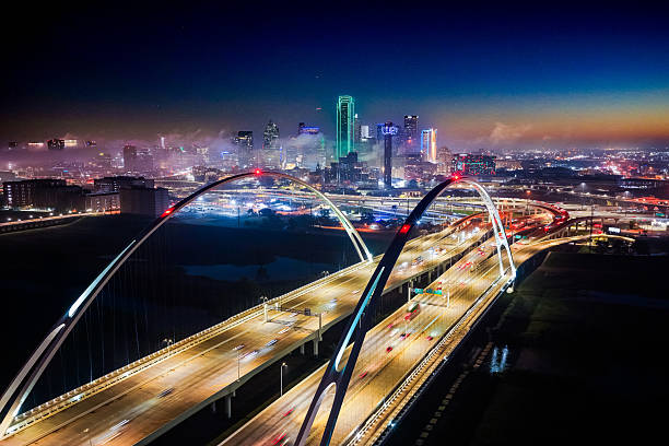 Aerial Drone clip over downtown Dallas, Texas
