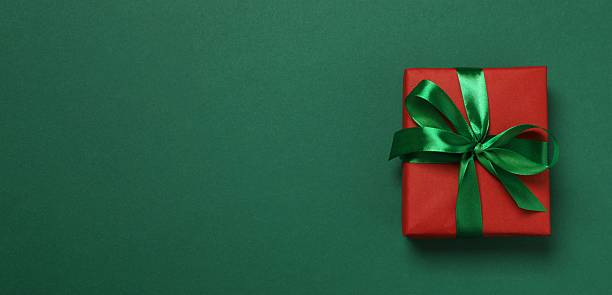 istock Festive green banner with Christmas gift box 2248609098