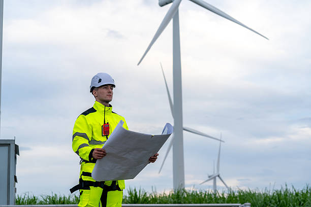 istock Field engineers examine wind turbine layout plans amid open-air wind power sources, symbolizing collaboration, safety, and renewable energy. 2248624978