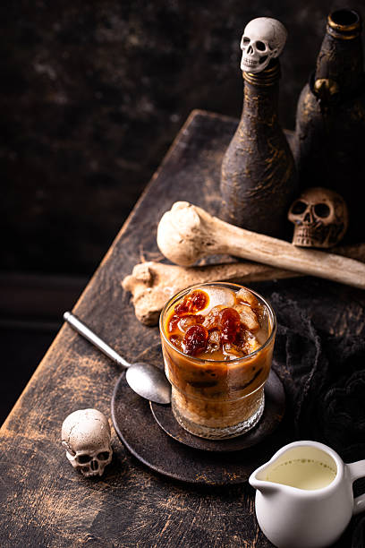 istock Halloween coffee with ice in shape of skull 2248627085