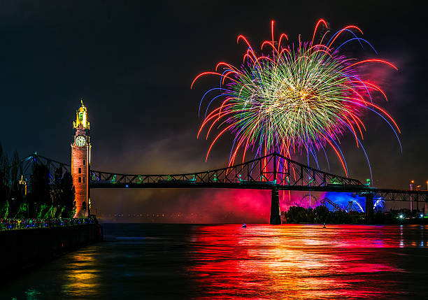 istock Montreal bridge fireworks light up the night sky. 2248628887