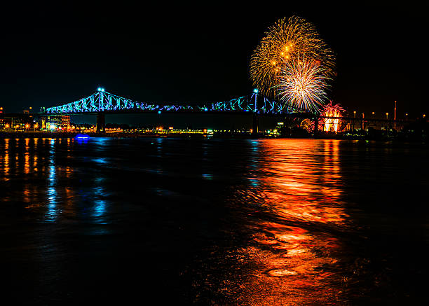 istock Montreal bridge fireworks light up the night sky. 2248628917