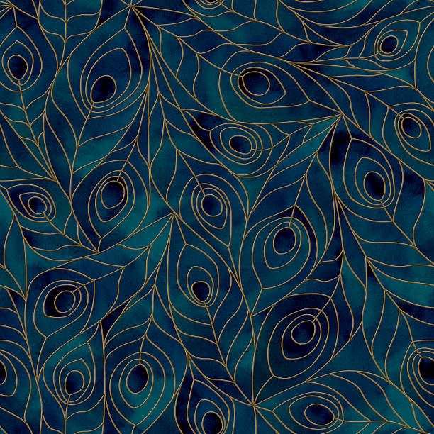 istock Watercolor feathers colorful abstract art nouveau stained glass seamless pattern 2248633428