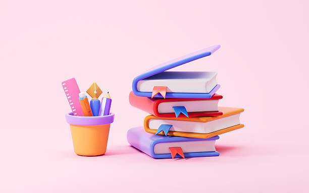 istock A heap of books and learning stationery, 3d rendering. 2248640109