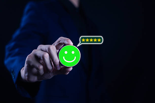 istock Customer Satisfaction Concept Satisfaction given by the highest five-star rating user rating service experience in online application 2248641784