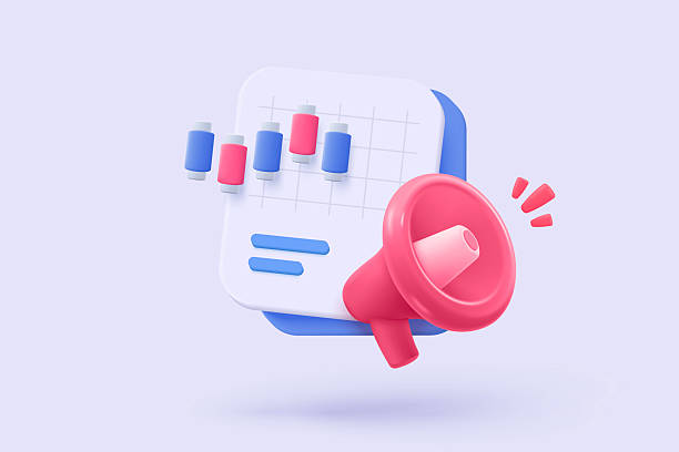 istock 3D stock trading graph statistic report with speaker icon or loudspeaker for announce. megaphone loud shouting with finance business, analyzing investment. 3d trading icon vector render illustration 2248646251