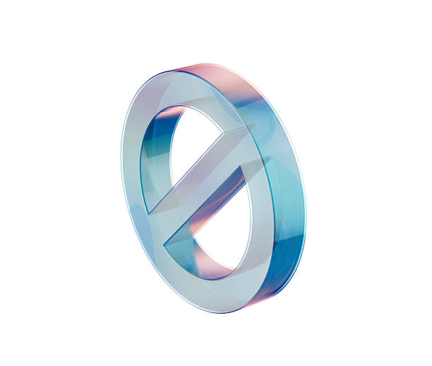 A sleek, transparent prohibition icon with a diagonal bar, symbolizing restriction. 3d illustration