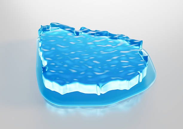 Water Ice Map Of Uruguay Global Warming Melting Glacier In Deep Ocean Blue Water 3d Illustration